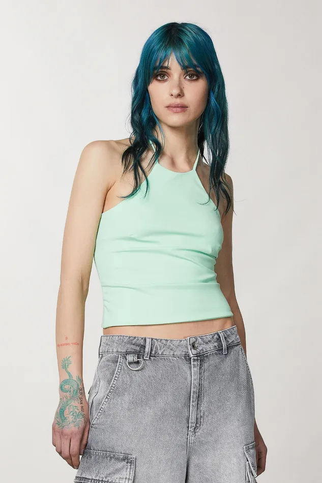 Tops Women Patrizia Pepe Jersey Sleeveless Top Planet Green