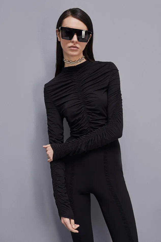 Tops Women Patrizia Pepe Jersey Sweater With Zipper Nero