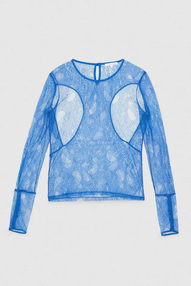 Tops Women Patrizia Pepe Lace Top Sweater Blue Ray