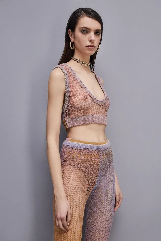 Tops Women Patrizia Pepe Sleeveless Cropped Top Violet Multicolor