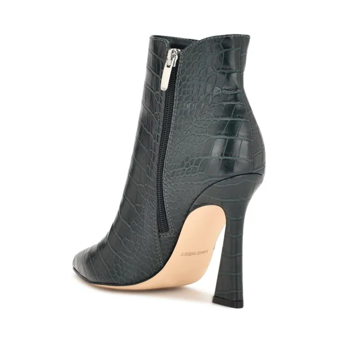 Torrie Dress Booties Emerald Green Croco Women Nine West Boots and Booties
