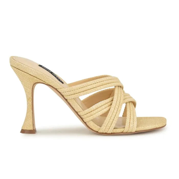 Tracee Heeled Slide Sandals Natural Women Nine West Heels