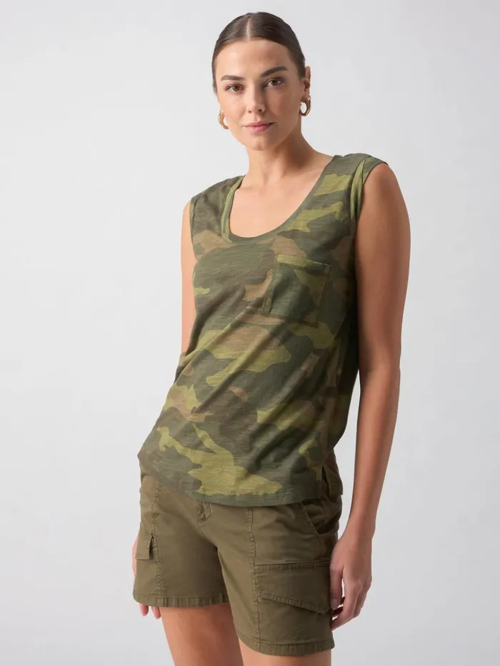 Traveler Twist Sleeve Tee Renew Camo Women Sanctuary Clothing Tees and Tops