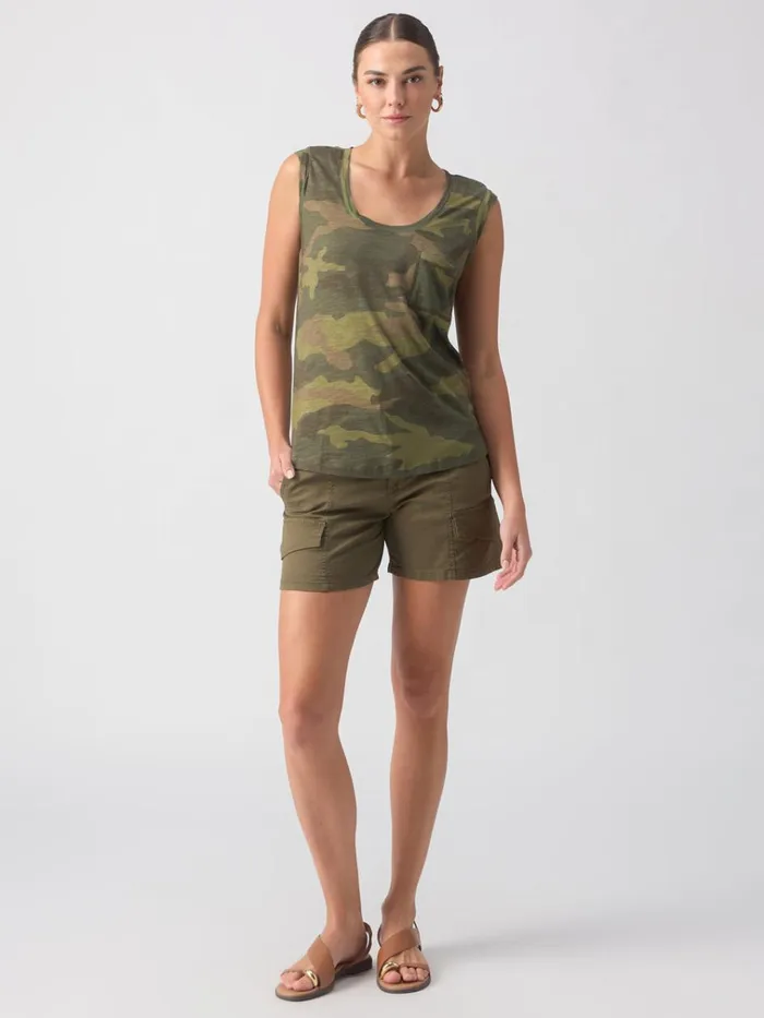 Traveler Twist Sleeve Tee Renew Camo Women Sanctuary Clothing Tees and Tops