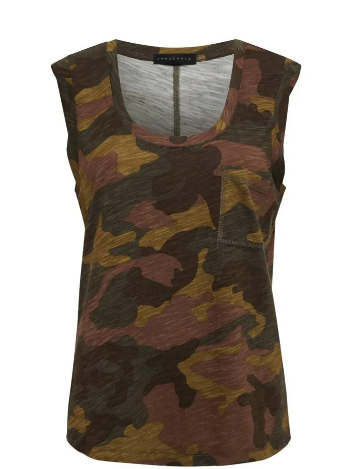 Traveler Twist Sleeve Tee Renew Camo Women Sanctuary Clothing Tees and Tops