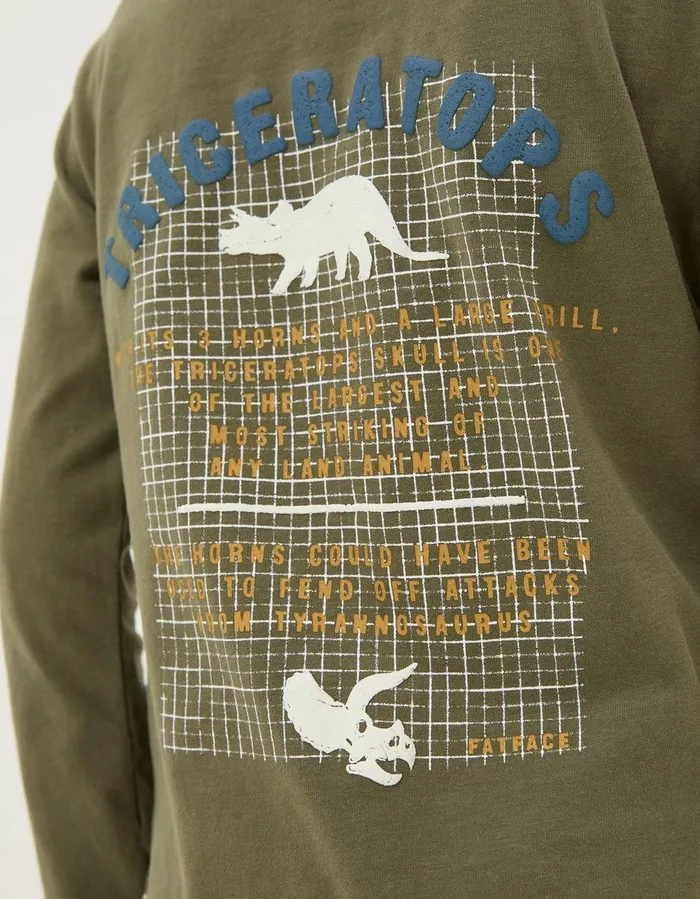 Triceratops Jersey TShirt Khaki Green Boys FatFace TShirts and Polos