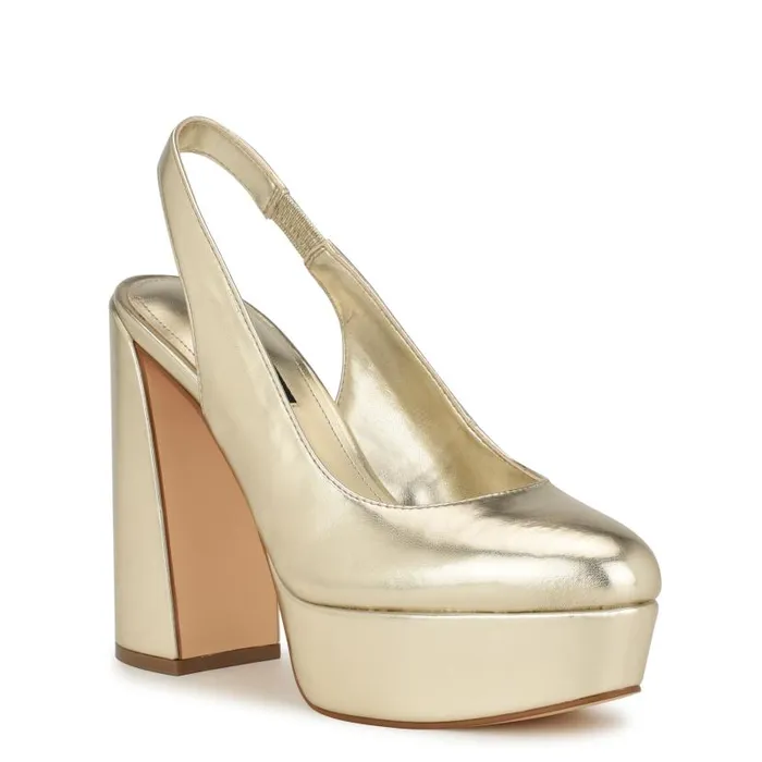 Trins Slingback Pumps Gold Women Nine West Heels