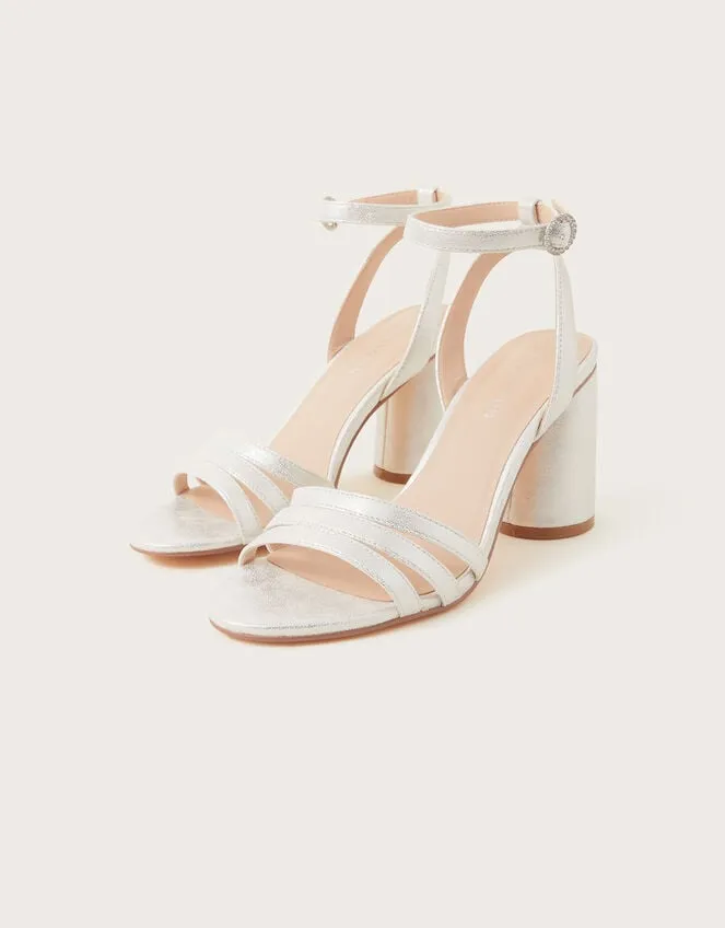 Trio Strap Block Heeled Sandals Silver Women Monsoon Sandals