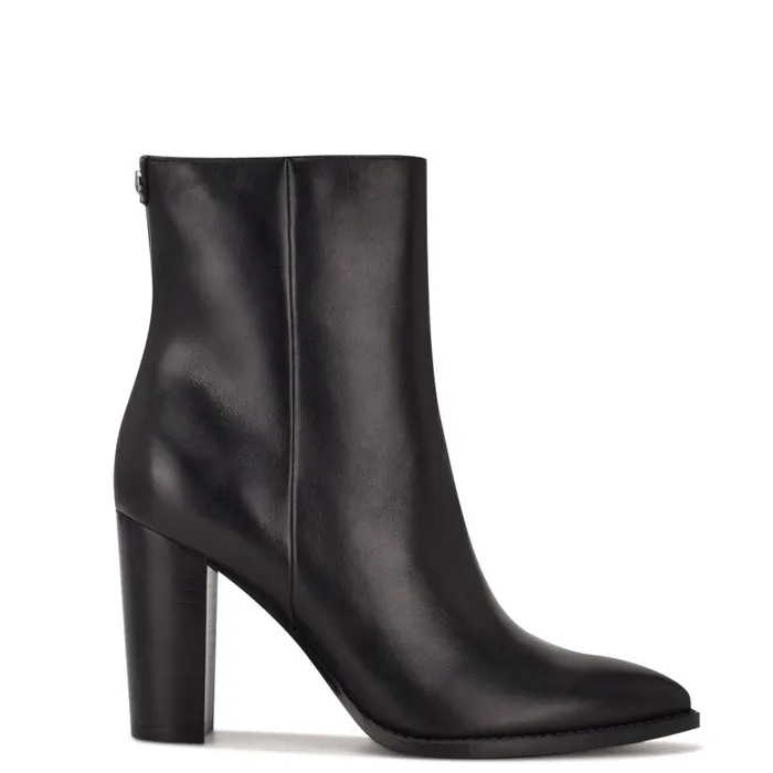 Tryme 92159 Heeled Booties Black Leather Women Nine West Boots and Booties