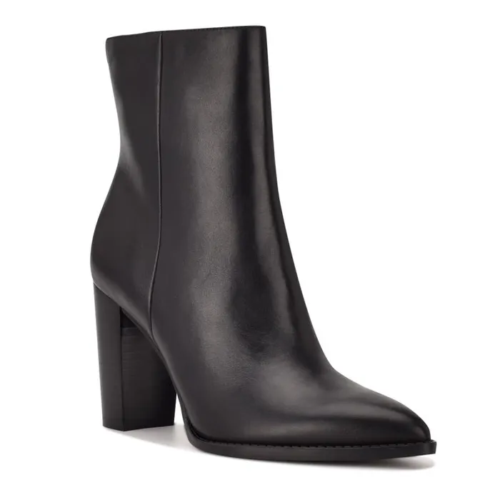 Tryme 92159 Heeled Booties Black Leather Women Nine West Boots and Booties