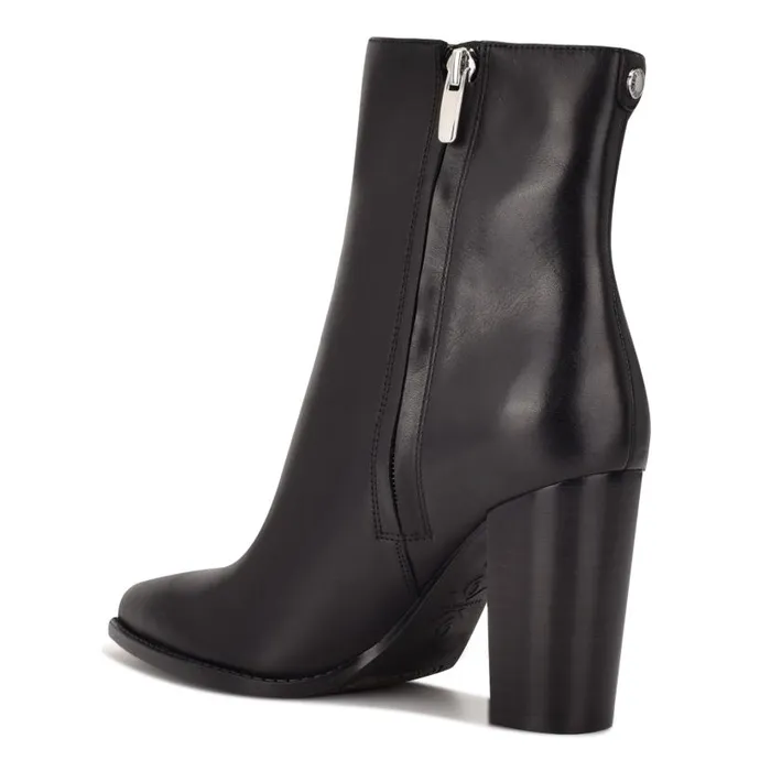 Tryme 92159 Heeled Booties Black Leather Women Nine West Boots and Booties