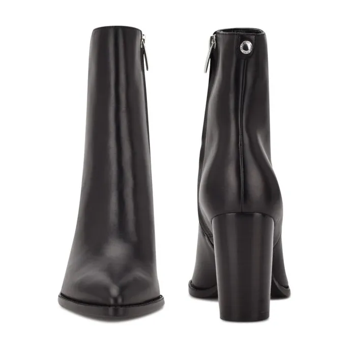 Tryme 92159 Heeled Booties Black Leather Women Nine West Boots and Booties