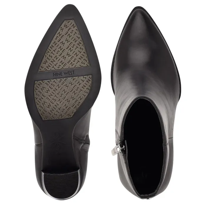 Tryme 92159 Heeled Booties Black Leather Women Nine West Boots and Booties