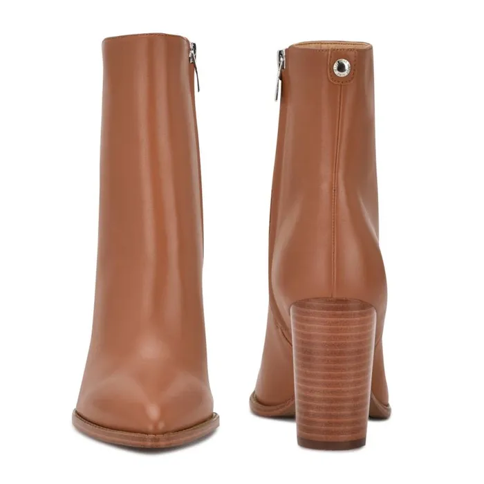 Tryme 92159 Heeled Booties New Luggage Leather Women Nine West Heels