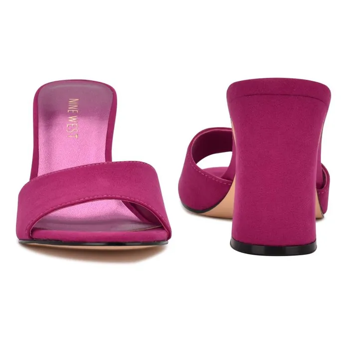 Unah Heeled Slide Sandals Dark Pink Suede Women Nine West Heels