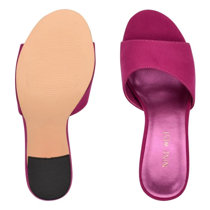 Unah Heeled Slide Sandals Dark Pink Suede Women Nine West Heels