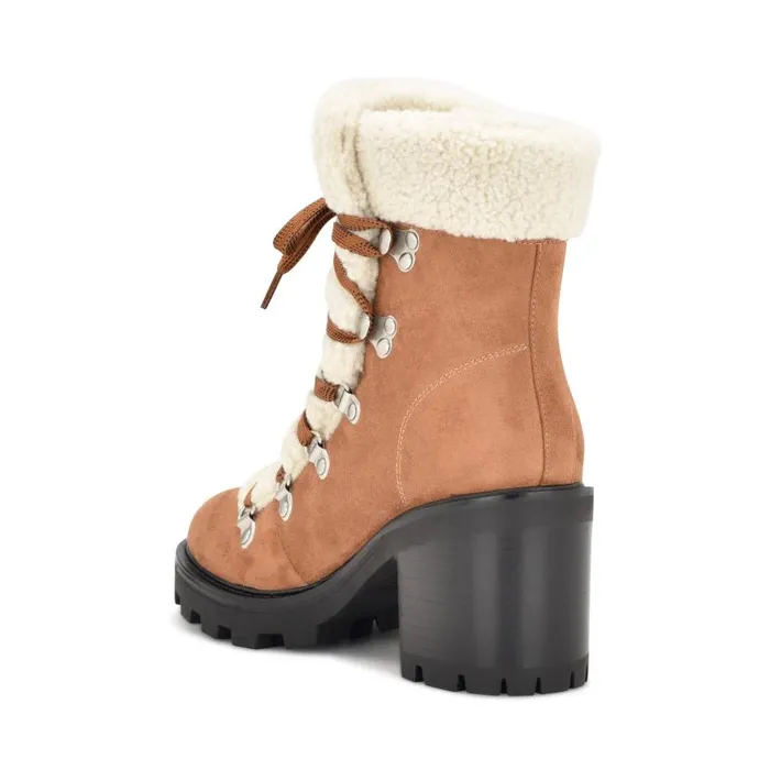 Unise Lug Sole Booties Brown Suede Women Nine West Boots and Booties