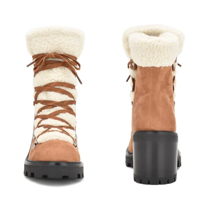 Unise Lug Sole Booties Brown Suede Women Nine West Boots and Booties