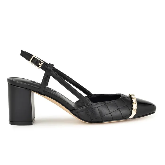 Uround Quilted Cap Top Slingbacks Black Women Nine West Heels