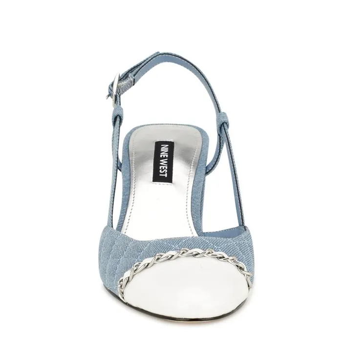 Uround Quilted Cap Top Slingbacks Denim Women Nine West Heels
