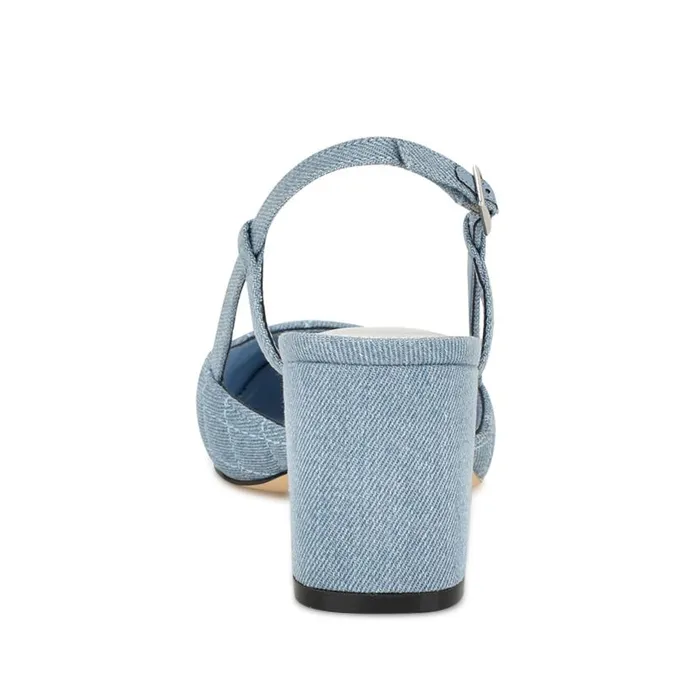 Uround Quilted Cap Top Slingbacks Denim Women Nine West Heels