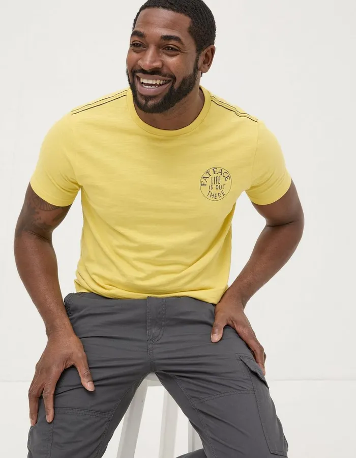USA Life Is Out There Graphic TShirt Yellow Men FatFace TShirts