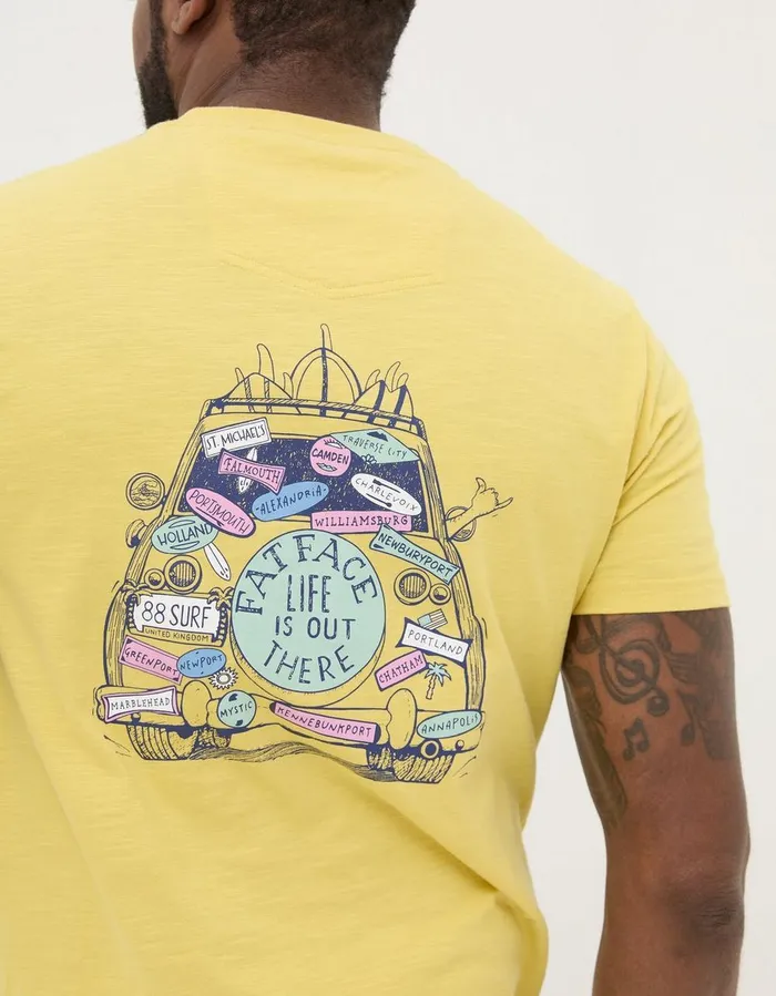 USA Life Is Out There Graphic TShirt Yellow Men FatFace TShirts
