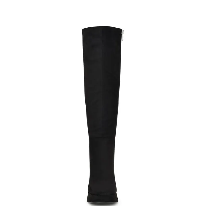 Vadda Platform Boots Black Suede Women Nine West Boots and Booties