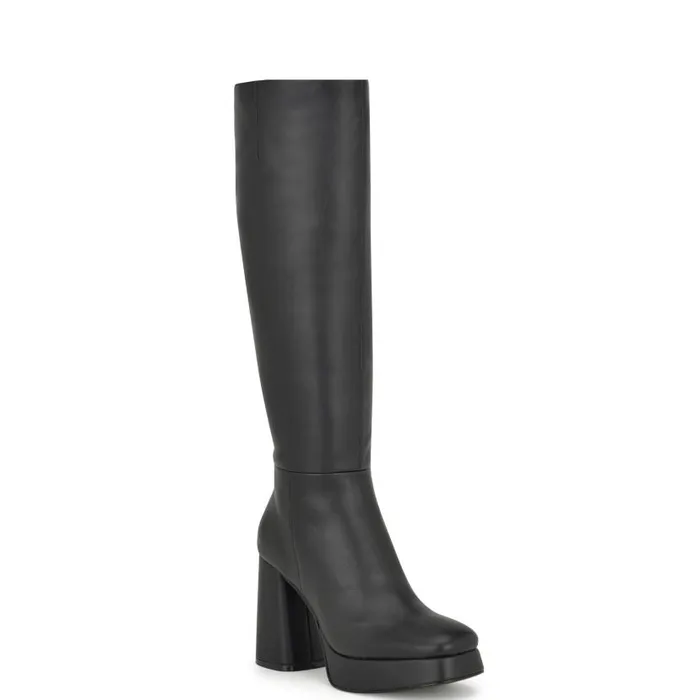 Vadda Platform Boots Black Women Nine West Boots and Booties