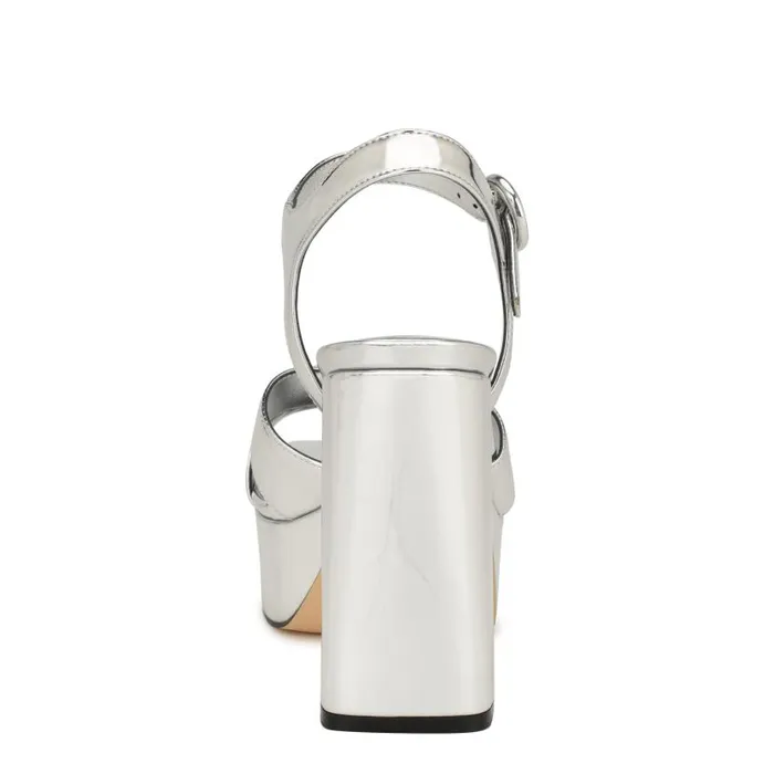 Vallen Strappy Platform Sandals Silver Women Nine West Sandals