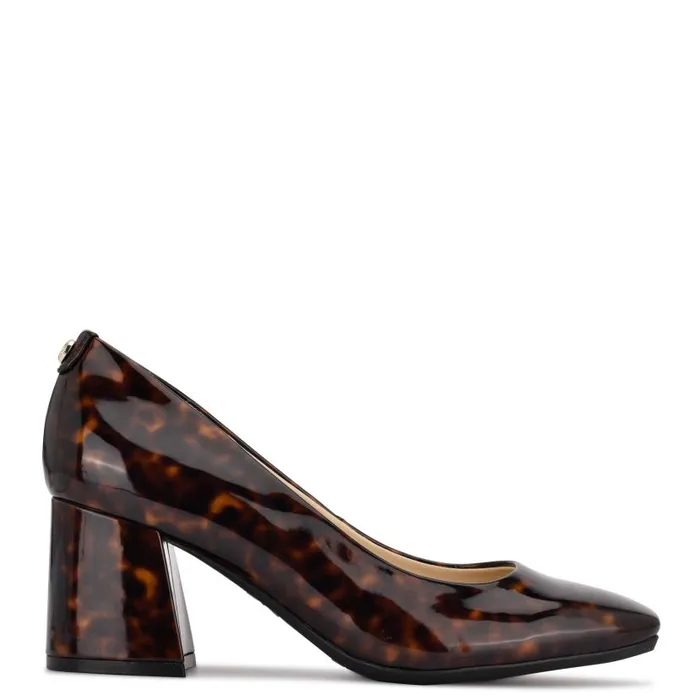 Vibe 92159 Block Heel Pumps Brown Tortoise Women Nine West Heels