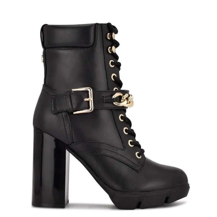 Vilage Heeled Lug Sole Booties Black Women Nine West Boots and Booties