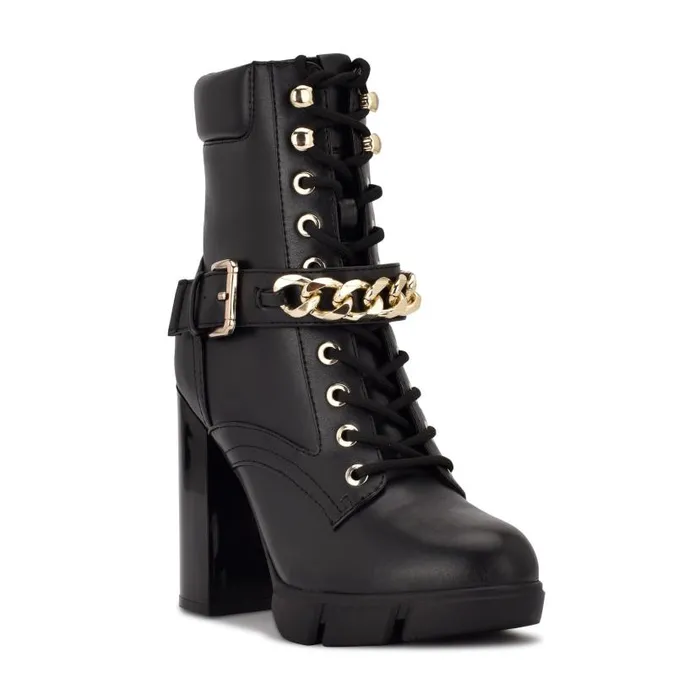 Vilage Heeled Lug Sole Booties Black Women Nine West Boots and Booties
