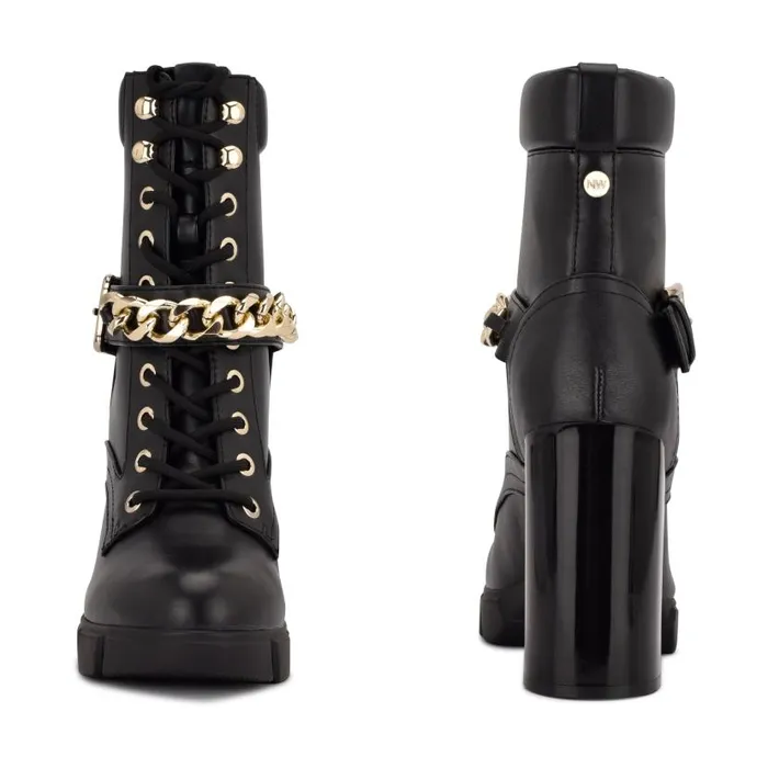 Vilage Heeled Lug Sole Booties Black Women Nine West Boots and Booties