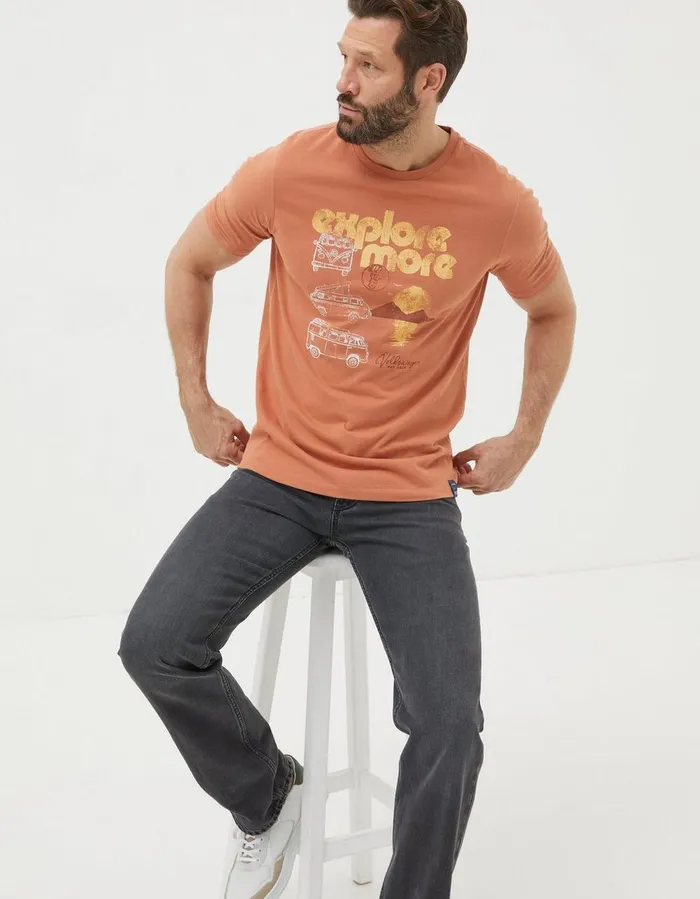VW Explore More TShirt Dusky Orange Men FatFace TShirts