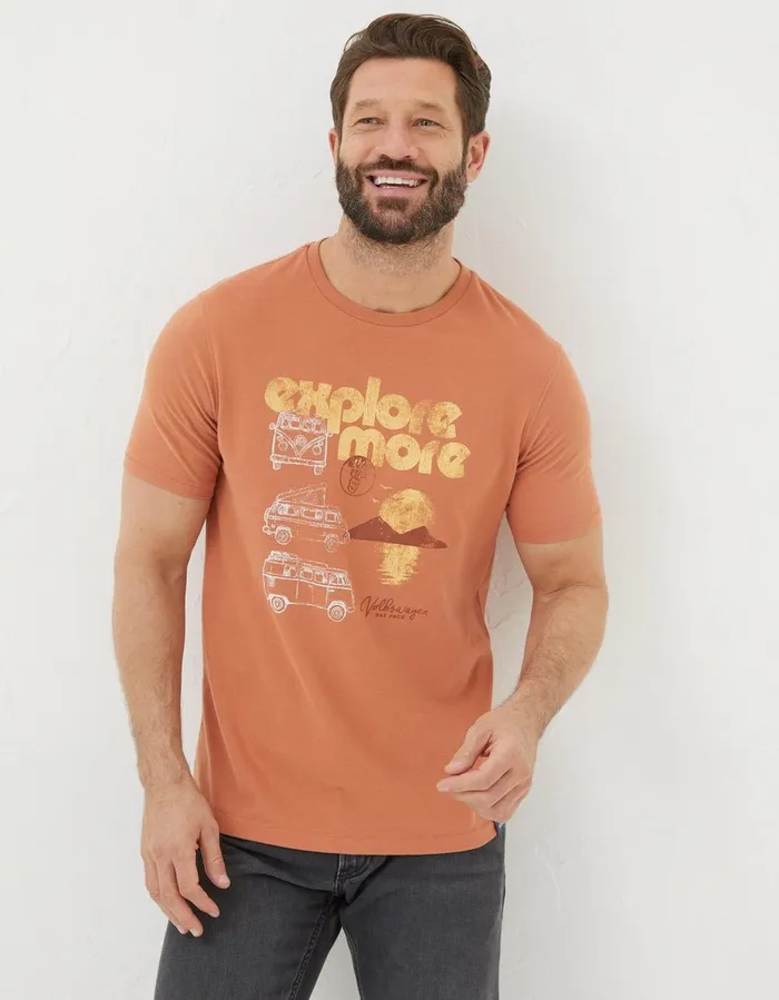 VW Explore More TShirt Dusky Orange Men FatFace TShirts