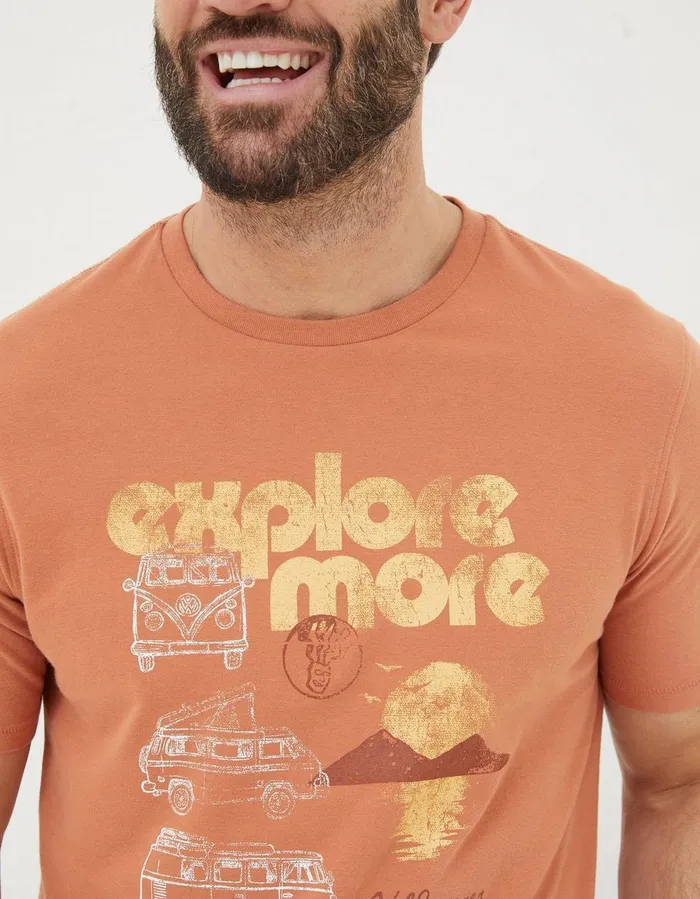 VW Explore More TShirt Dusky Orange Men FatFace TShirts