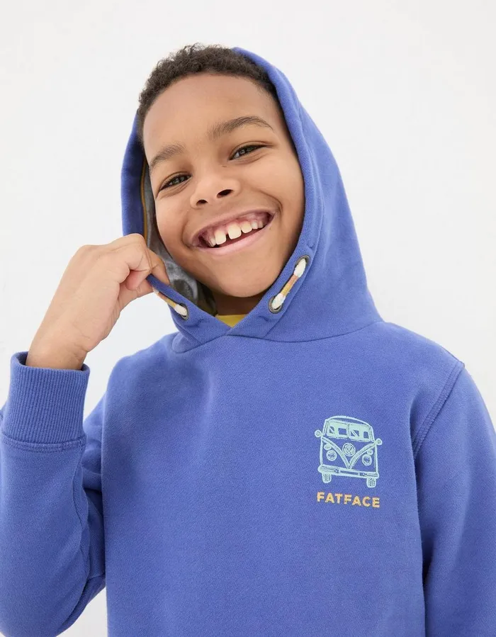 VW Graphic Pullover Hoodie Blue Boys FatFace Sweatshirts and Hoodies