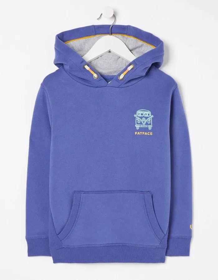 VW Graphic Pullover Hoodie Blue Boys FatFace Sweatshirts and Hoodies