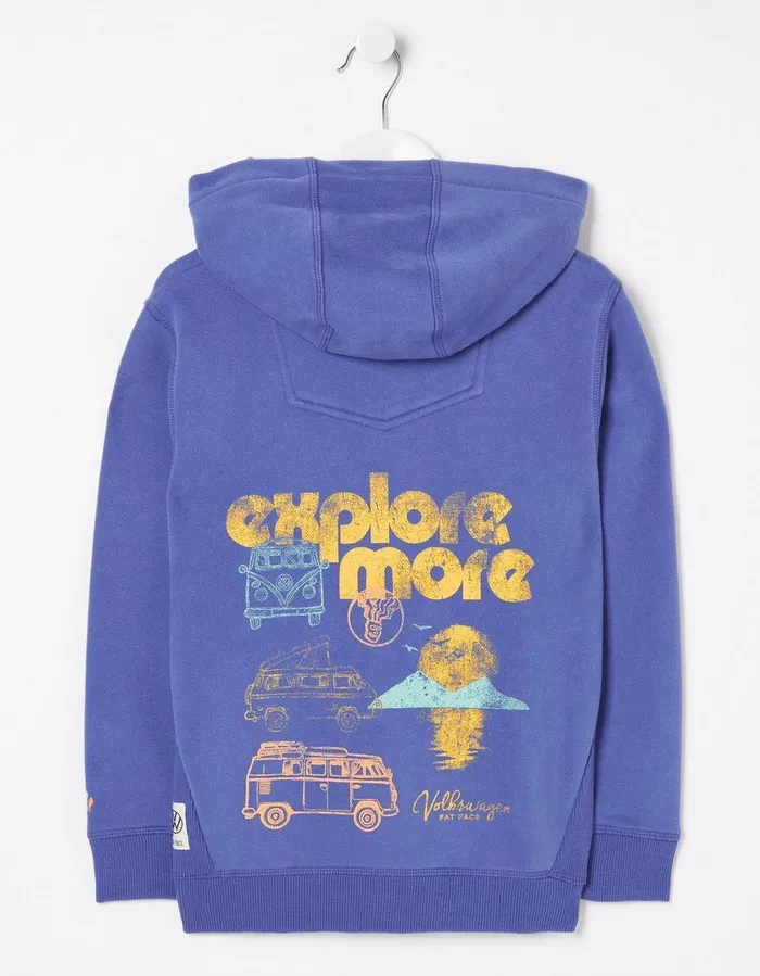 VW Graphic Pullover Hoodie Blue Boys FatFace Sweatshirts and Hoodies