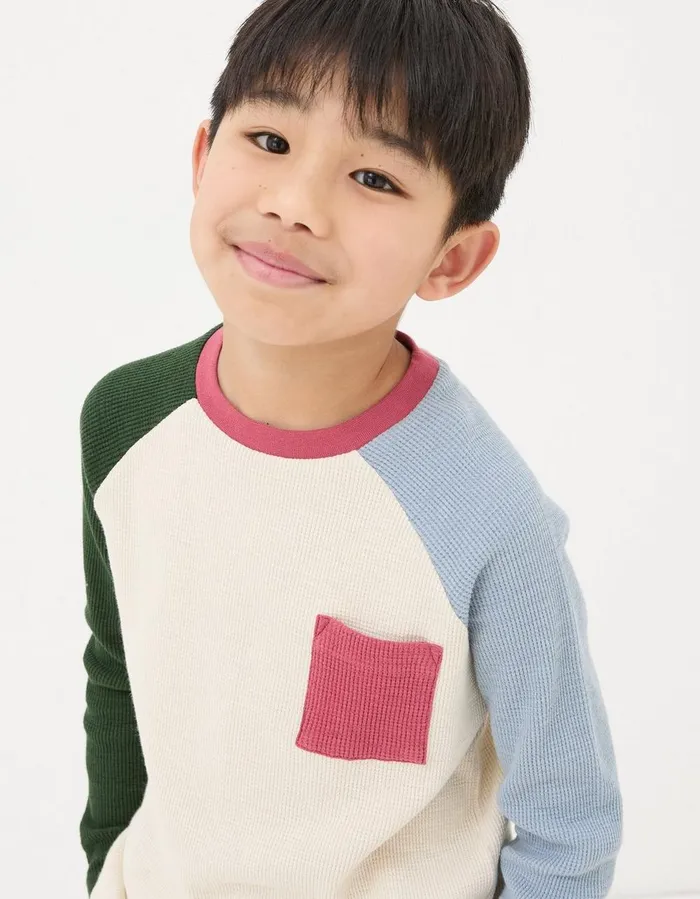 Waffle Jersey Raglan TShirt Oatmeal Boys FatFace TShirts and Polos
