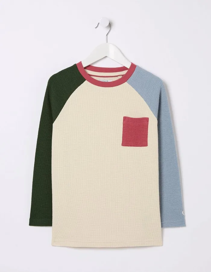 Waffle Jersey Raglan TShirt Oatmeal Boys FatFace TShirts and Polos