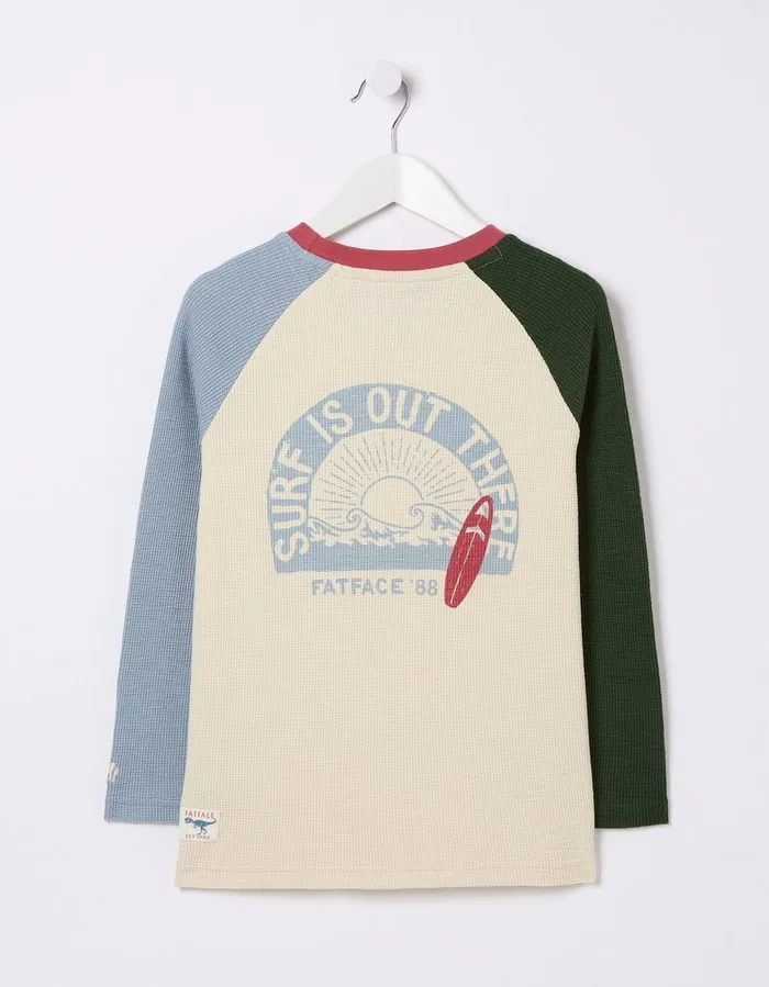 Waffle Jersey Raglan TShirt Oatmeal Boys FatFace TShirts and Polos