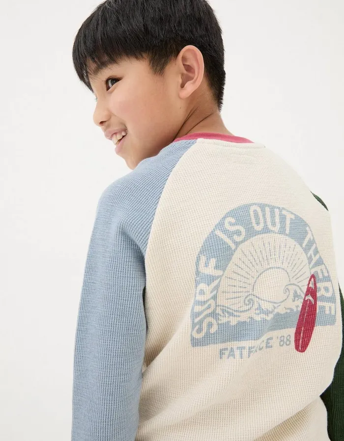 Waffle Jersey Raglan TShirt Oatmeal Boys FatFace TShirts and Polos