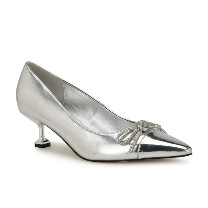 Wendon Bow Pumps Silver Women Nine West Heels