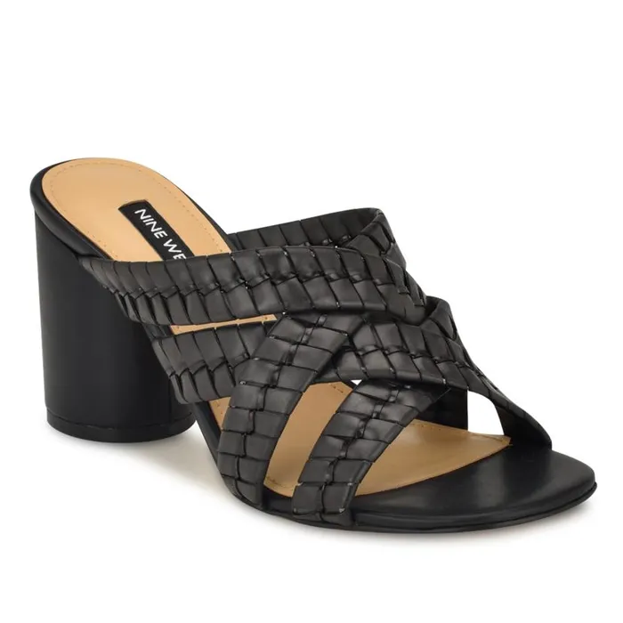 Wenea Strappy Heeled Slide Sandals Black Women Nine West Sandals