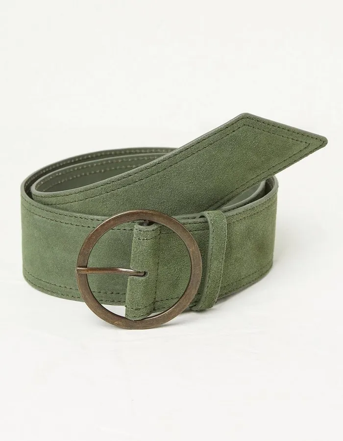 Wide Suede Belt Green Women FatFace Belts