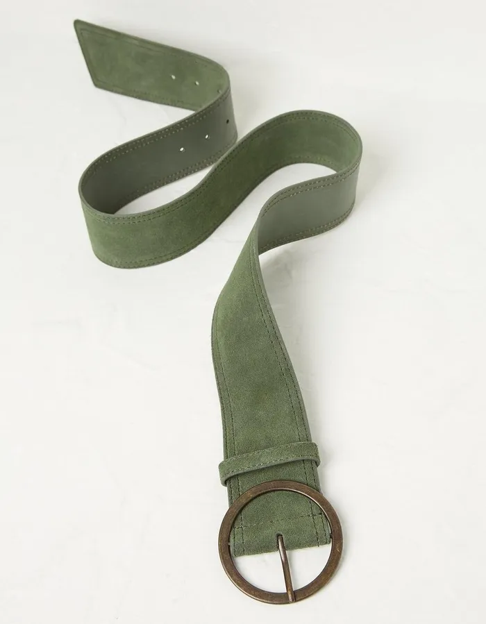 Wide Suede Belt Green Women FatFace Belts