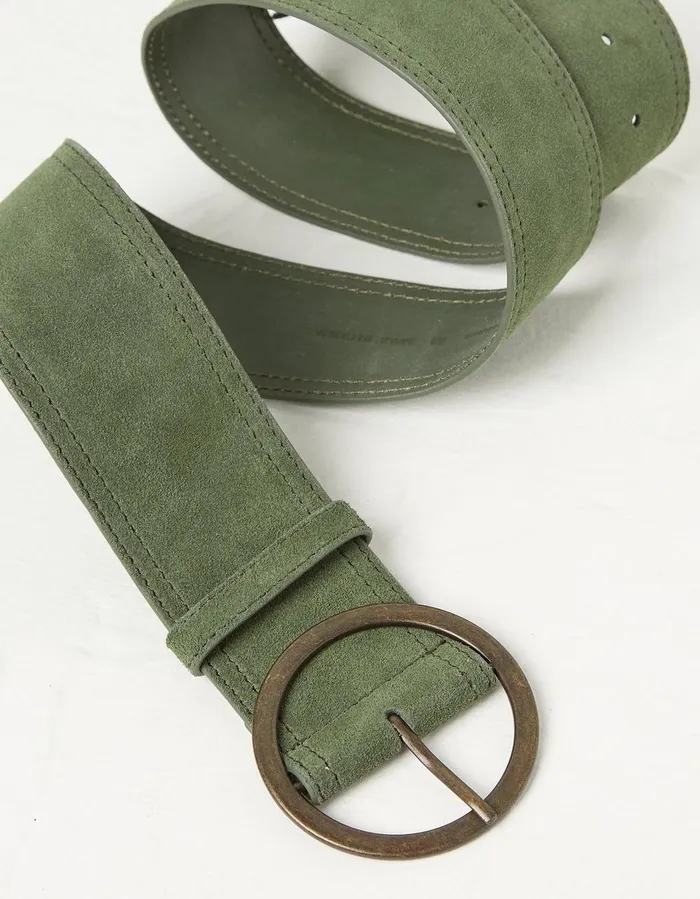 Wide Suede Belt Green Women FatFace Belts