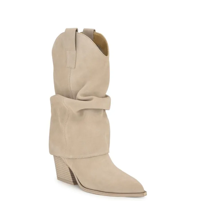 Wilton Western Boots Light Grey Suede Women Nine West Boots and Booties